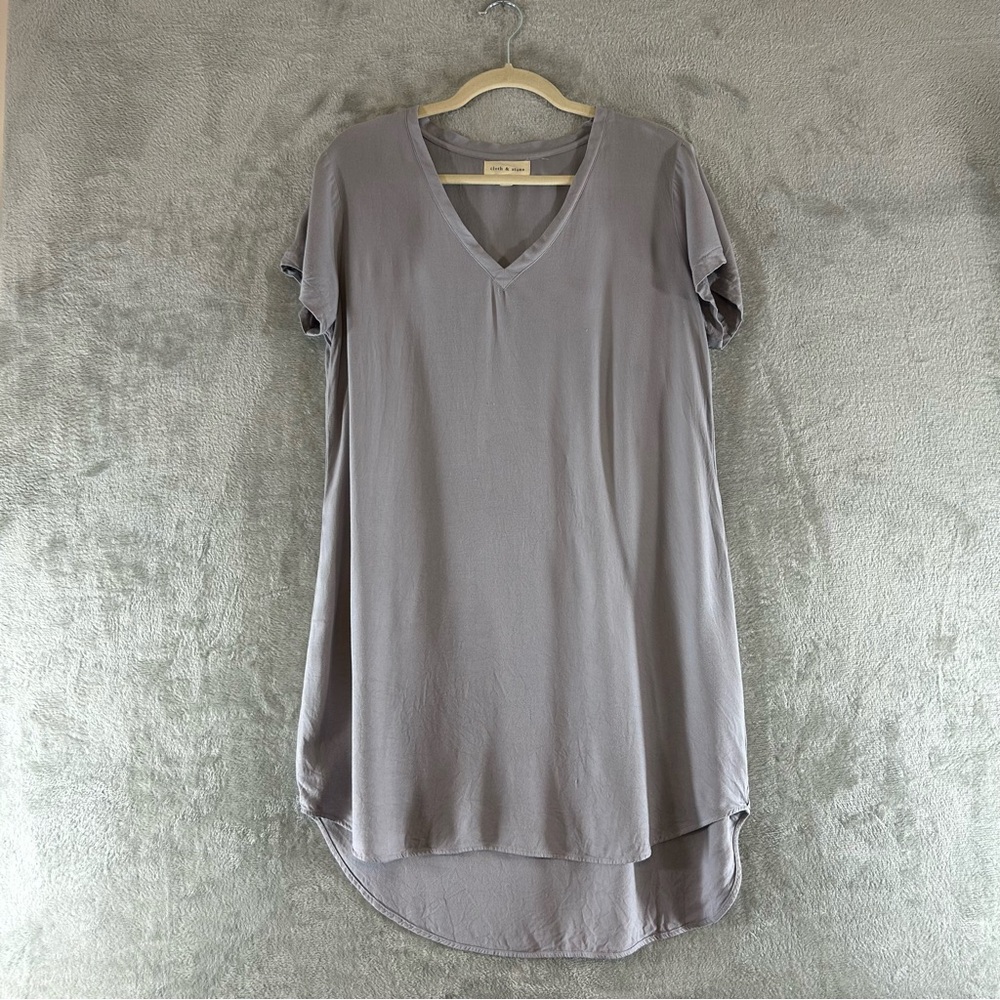 CLOTH & STONE Justine T-Shirt Mini Dress Size Medium Gray Purple 100% Rayon